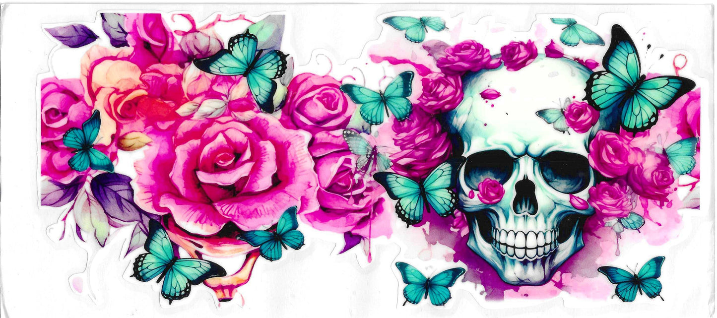 SKULL BUTTERFLIES FLOWERS