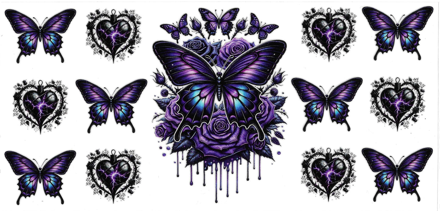 DARK PURPLE BUTTERFLY HEARTS