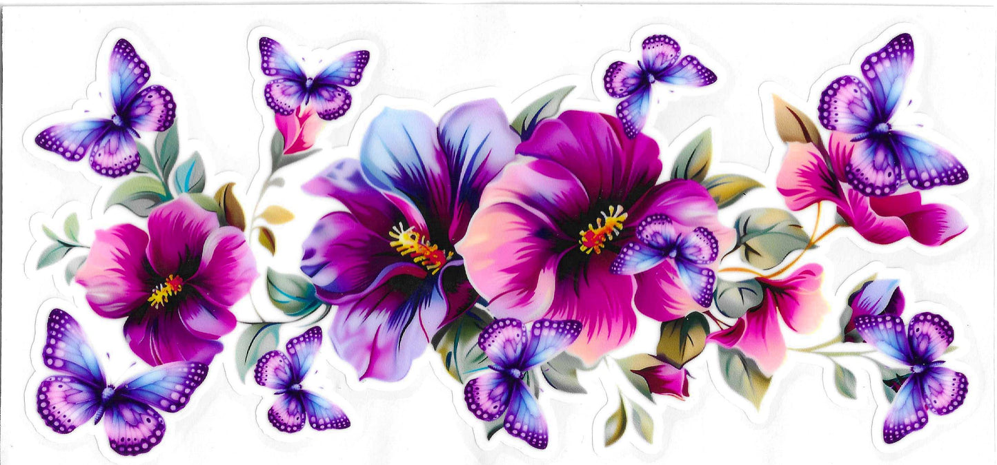 PURPLE FLOWERS & BUTTERFLIES