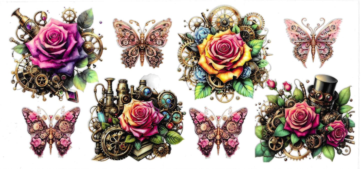 STEAM PUNK FLOWERS BUTTERFLIES