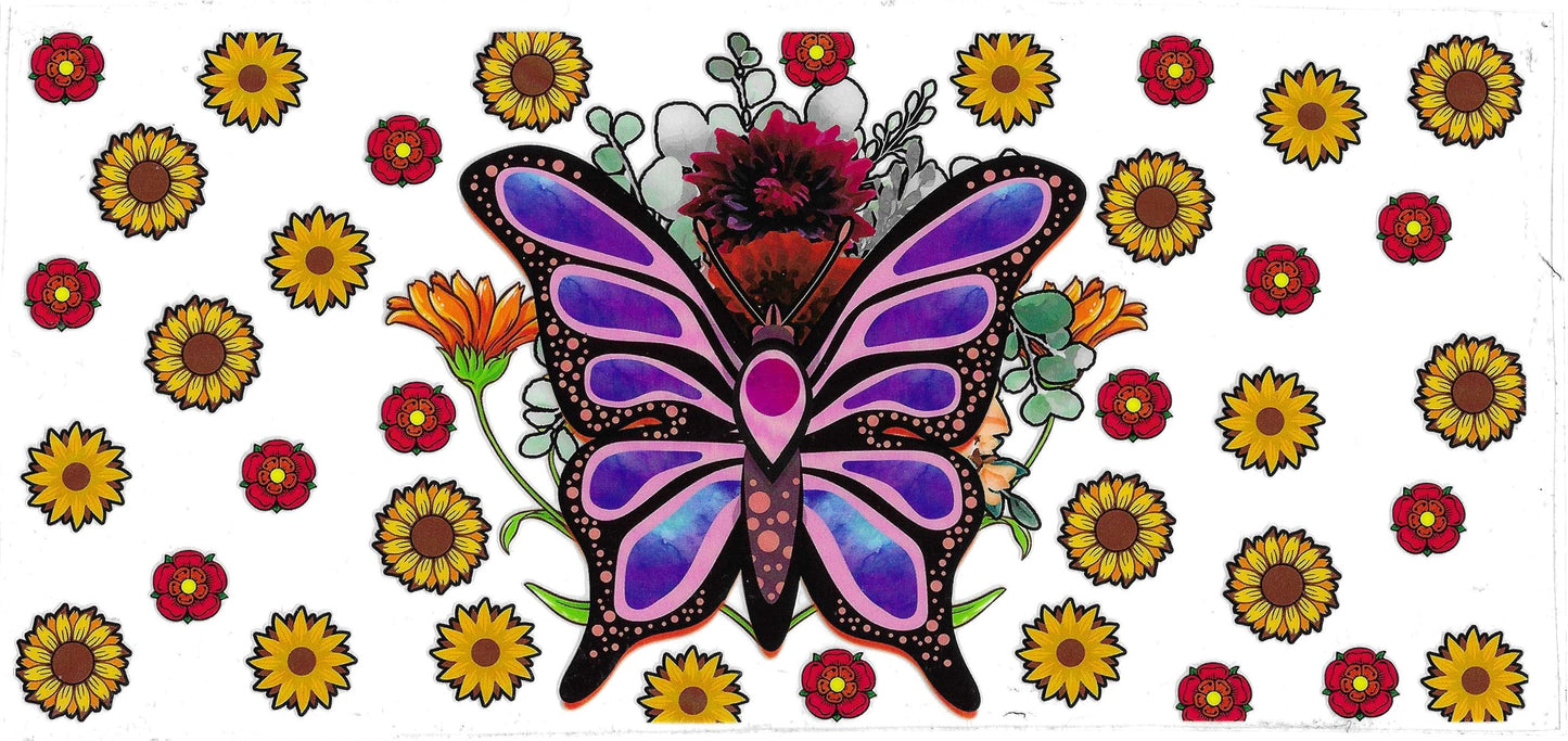 SUNFLOWER PURPLE BUTTERFLY